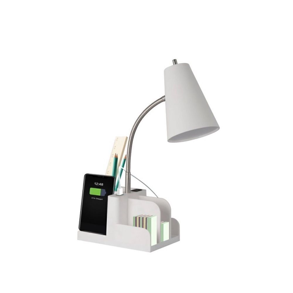 Organizer Task Lamp Charging Station‎ College Dorm White - Room Essentials
